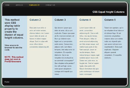 3 Columns Css Equal Height